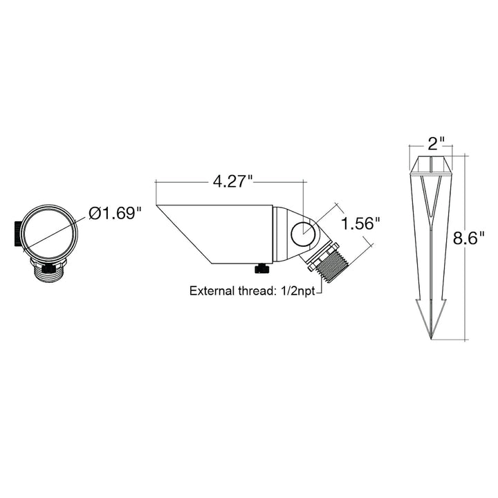 Landscape Bullet Light - Small Body, 12V - Brass Black