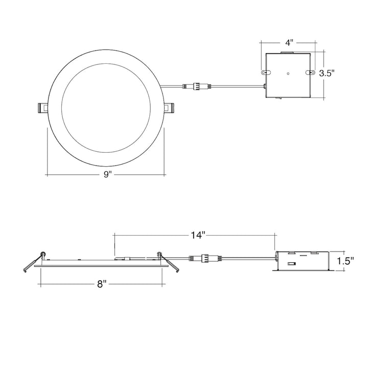 8" External J-Box Downlight: Slim-Line Round 5-CCT Select 0-10V 22W - White