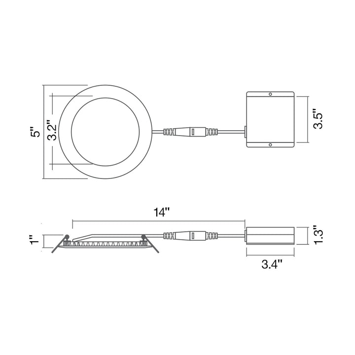 4" External J-Box Round Downlight: Slim-Line Round 5-CCT & 3-Power Select 12W/10W/8W - White