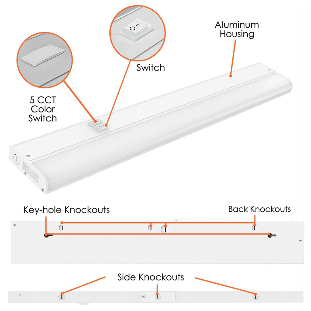 36" Undercabinet Bar, 5CCT Selectable, 15W - White