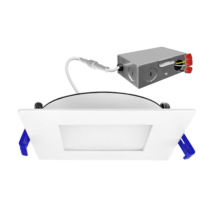 8" External J-Box Square Downlight: Slim-Line 5-CCT & 3-Power Select 22W/19W/16W - White