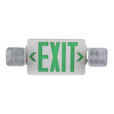 Self-Diagnostic LED Exit and Emergency Combination - Green Letters