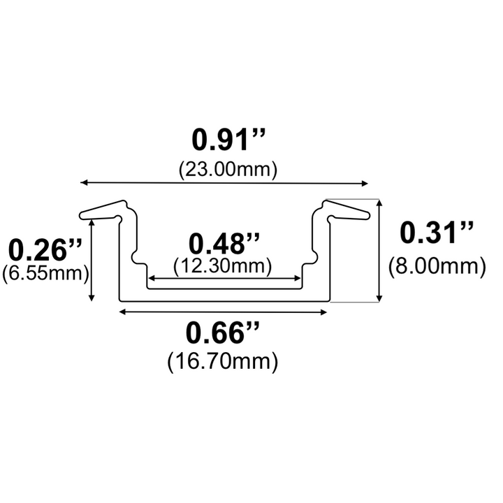 LED Channel - 1972ASL - Recessed, 8 ft - Silver