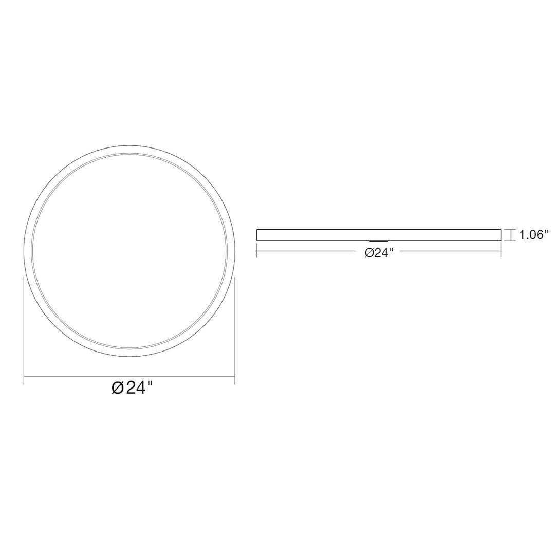 24" Surface Mount Round: Slim-Line 5-CCT Selectable 40W - White