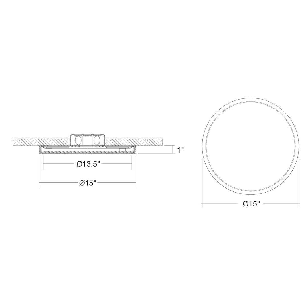 15" Surface Mount Round: Slim-Line 5-CCT Selectable 30W - White