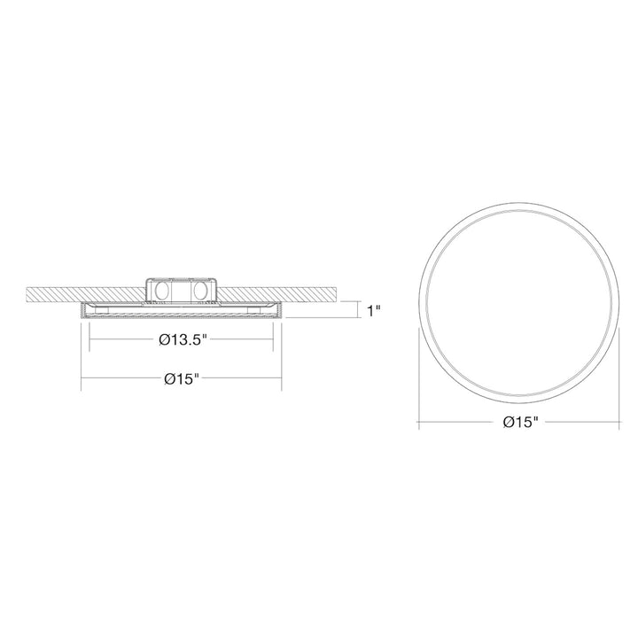 15" Surface Mount Round: Slim-Line 5-CCT Selectable 30W - White