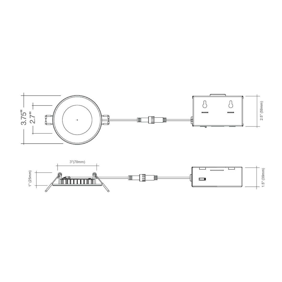 6" External J-Box Round Downlight: Slim-Line 5-CCT & 3-Power Select 15W/12W/9W - White