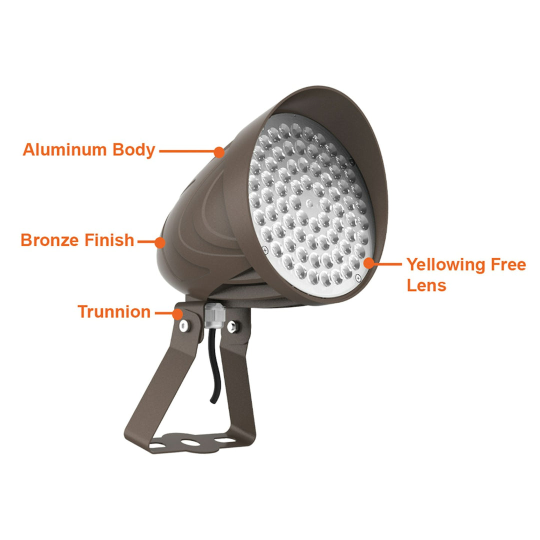 Bullet Flood Lights: Magna-Line 3-CCT & 3-Power Select with Photocell 25W/20W/15W - Bronze