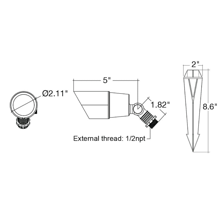 Landscape Bullet Light - Modern, 12V - Brass Black