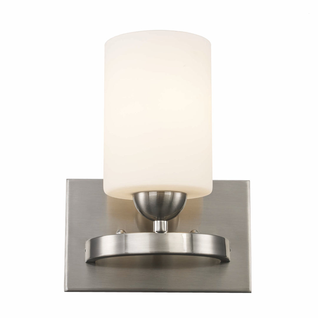 Moonlight 1-Light Frosted Glass Armed Indoor Sconce - Brushed Nickel