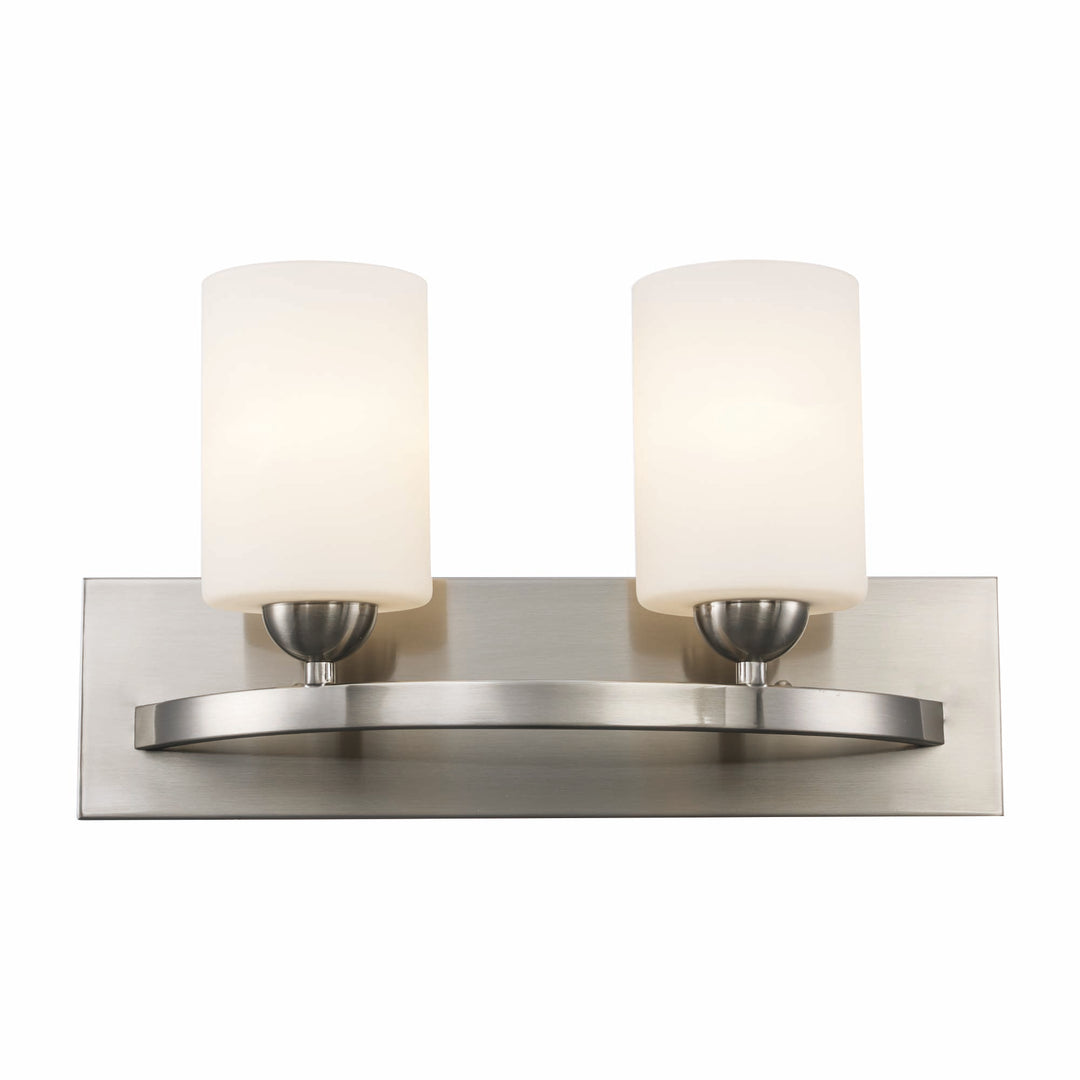 Moonlight 2-Light Frosted Glass Armed Vanity Wall Light - Brushed Nickel