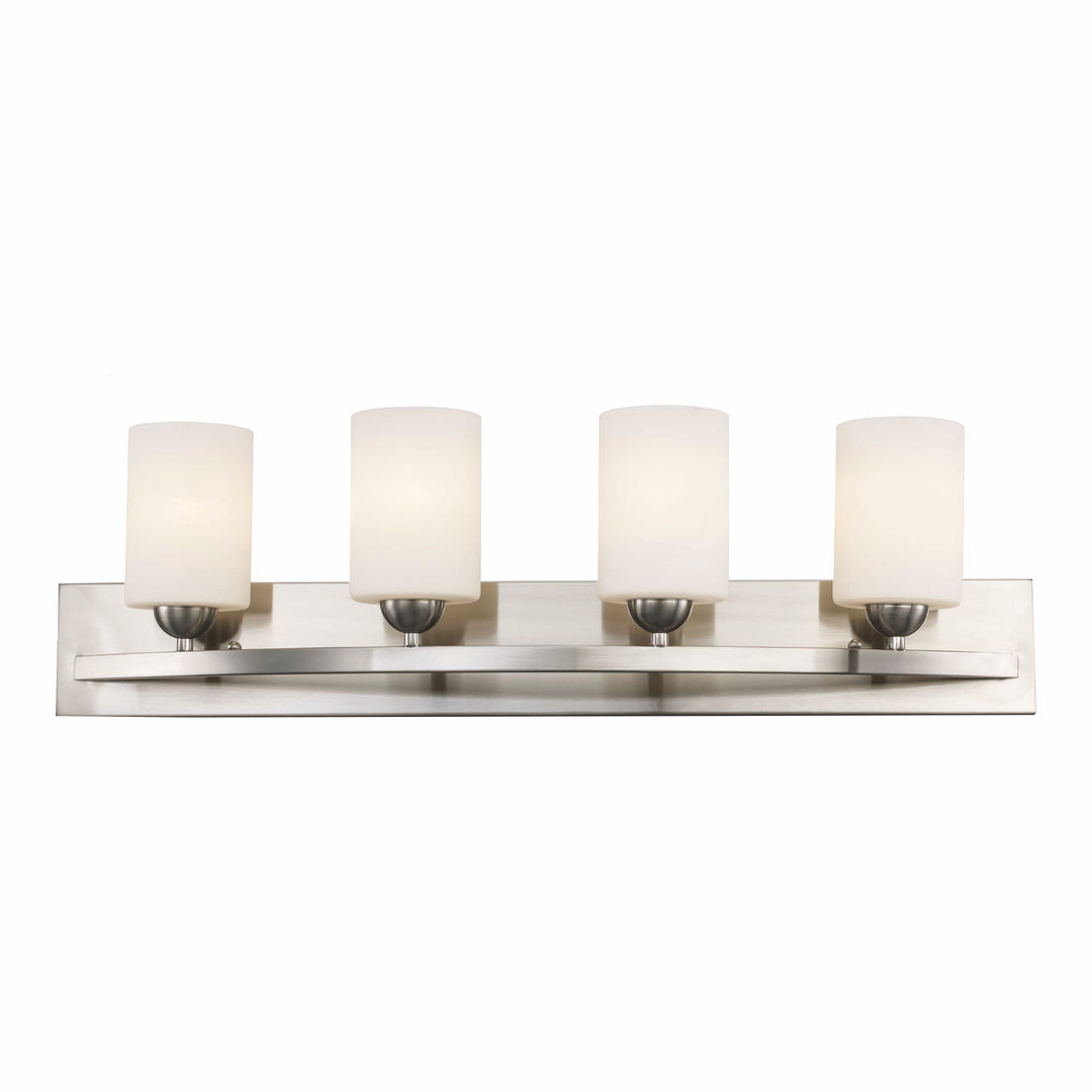 Moonlight 4-Light Frosted Glass Armed Vanity Wall Light - Brushed Nickel