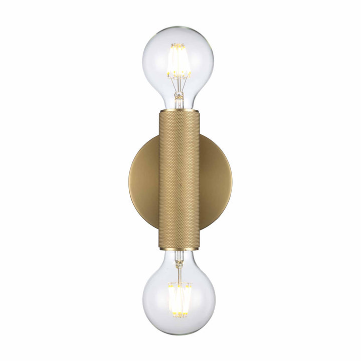 2-Light Bare Bulb Indoor Wall Sconce Industrial Knurled - Antique Gold