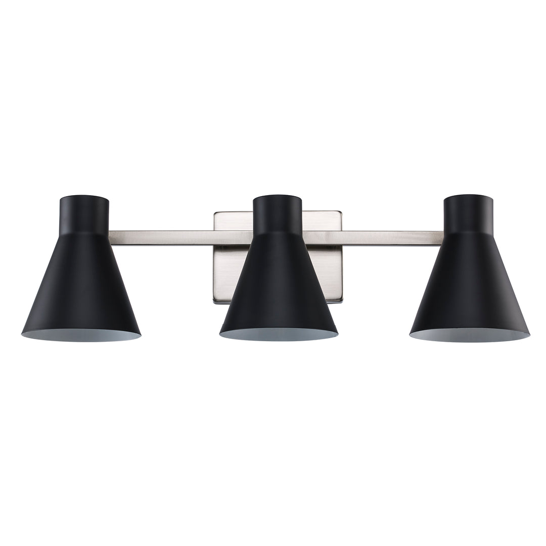 Gearshine 3 - Light Dimmable Vanity Flared Shades - Black / Brushed Nickel