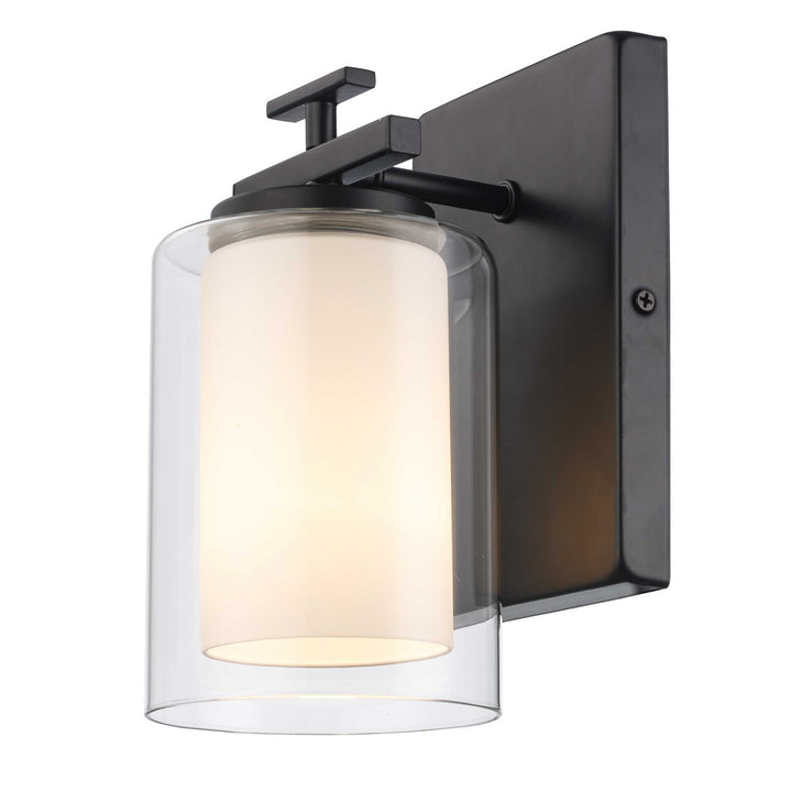 1-Light Lisbon Sconce Glass Shade - Black