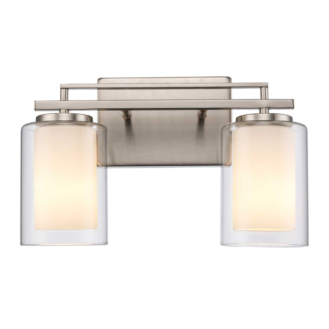 2-Light Lisbon Vanity Glass Shade - Brushed Nickel