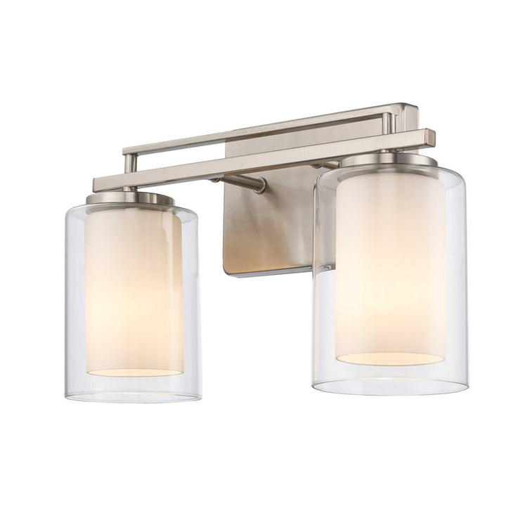 2-Light Lisbon Vanity Glass Shade - Brushed Nickel