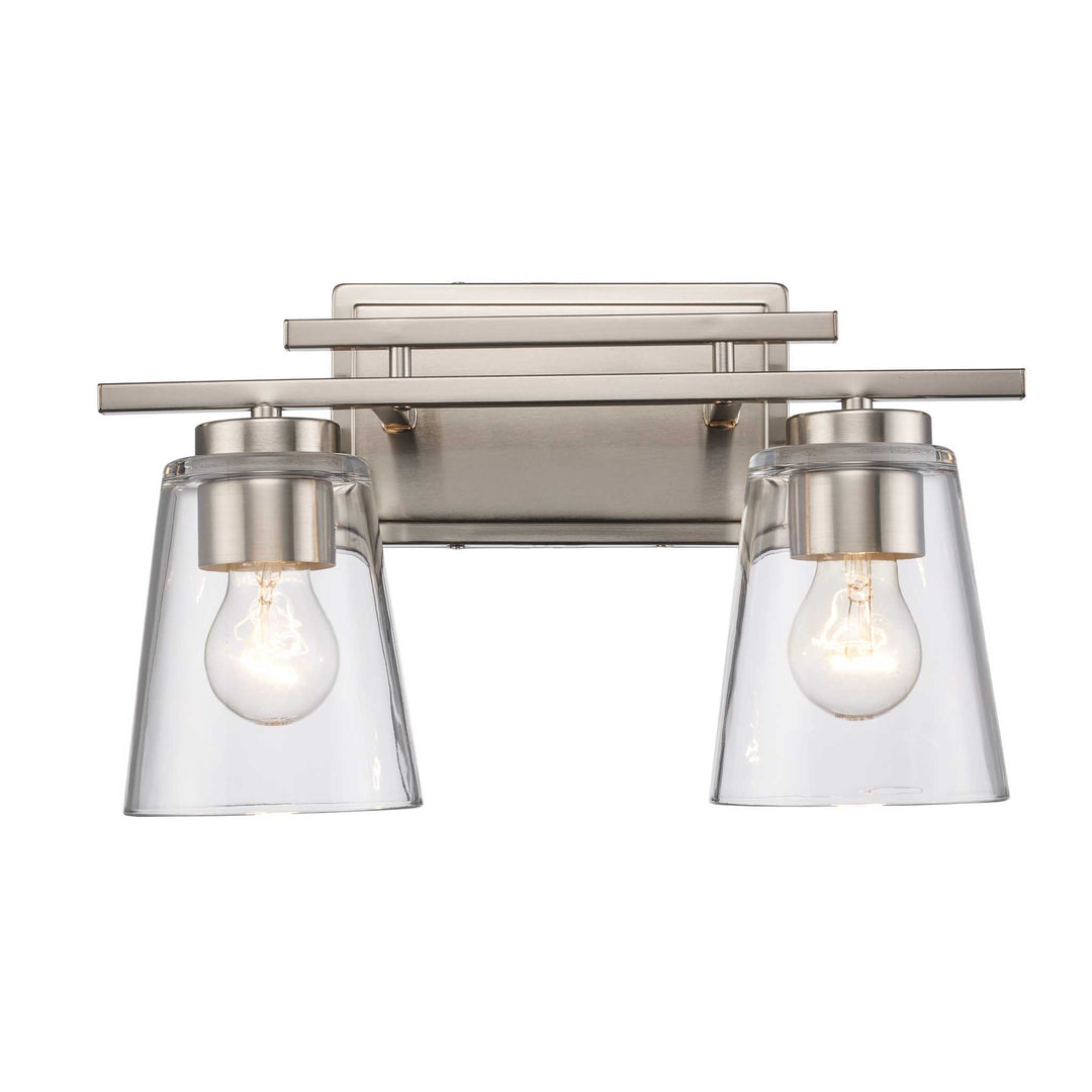 2-Light Iris Wall Vanity Cl Trapered - Brushed Nickel