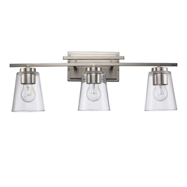 3-Light Iris Wall Vanity Traprerd -Brushed Nickel