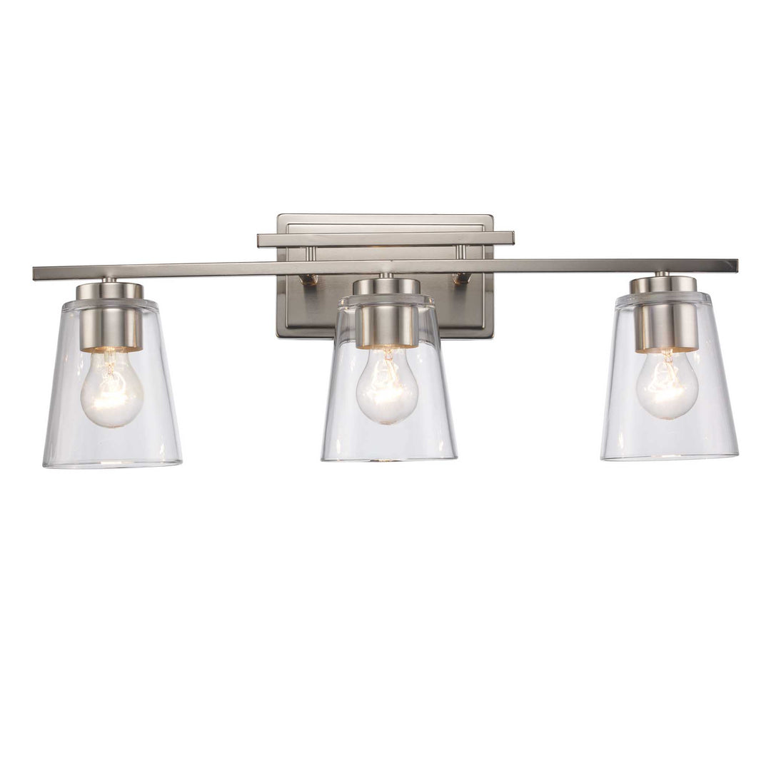 3-Light Iris Wall Vanity Traprerd -Brushed Nickel