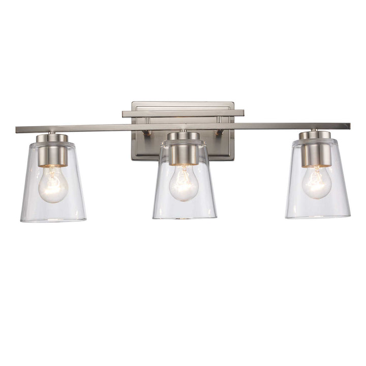 3-Light Iris Wall Vanity Traprerd -Brushed Nickel