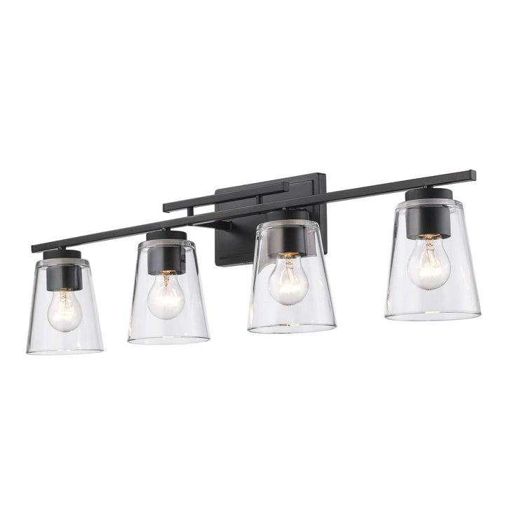 4-Light Iris Wall Vanity Trapered - Black