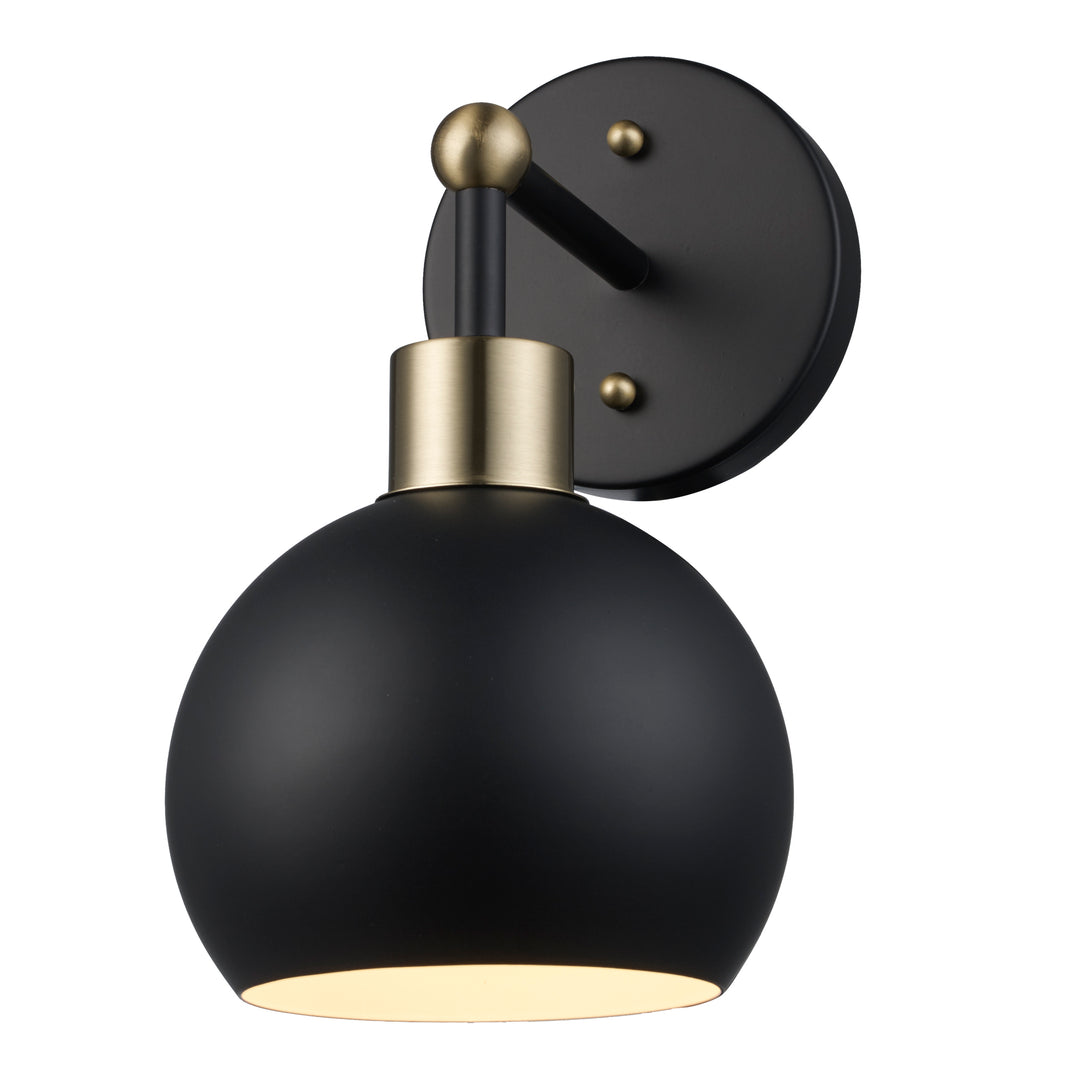 1-Light Indigo Wall Sconce Metal Shade - Black/Antique Gold