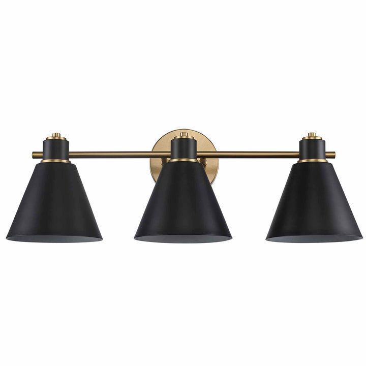 ForgeLume 3 - Light Dimmable Vanity Light Metal Shades- Antique Gold / Black,Interior Wall Sconces & Vanity
