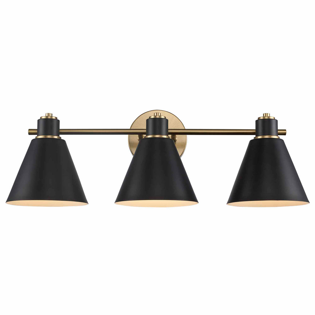 ForgeLume 3 - Light Dimmable Vanity Light Metal Shades- Antique Gold / Black,Interior Wall Sconces & Vanity