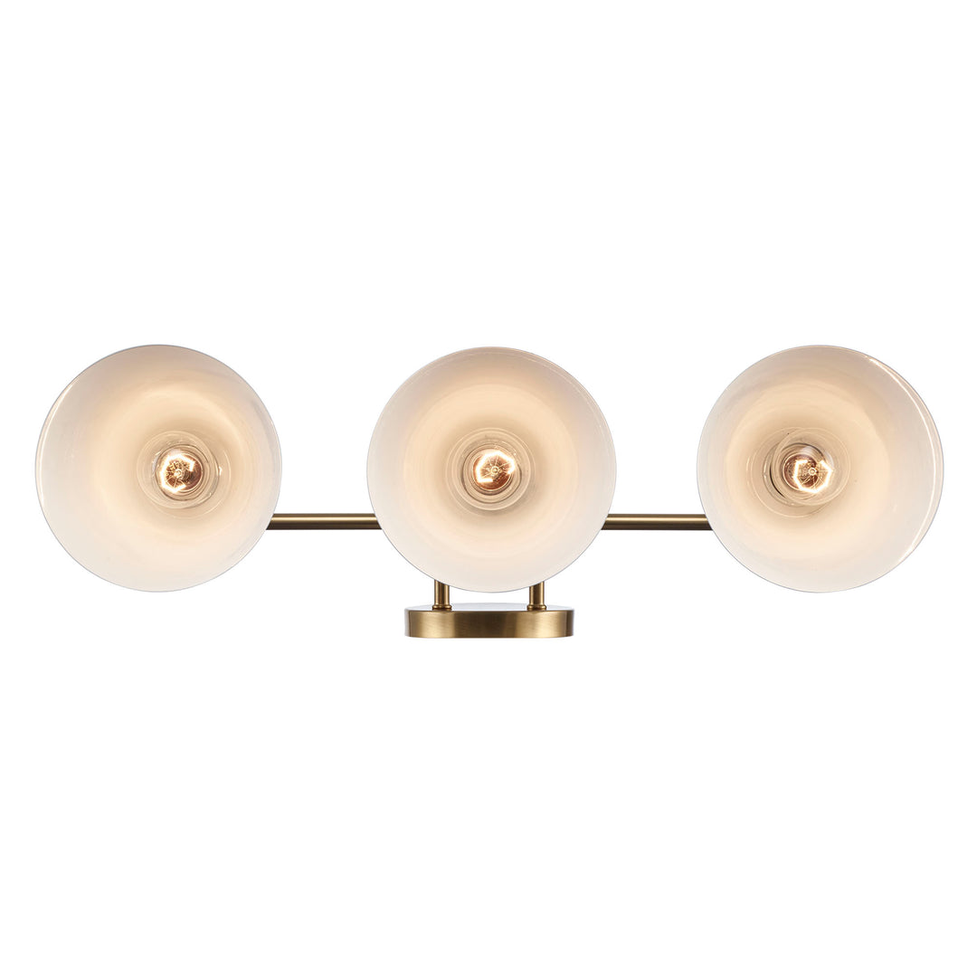 ForgeLume 3 - Light Dimmable Vanity Light Metal Shades- Antique Gold / White,Interior Wall Sconces & Vanity