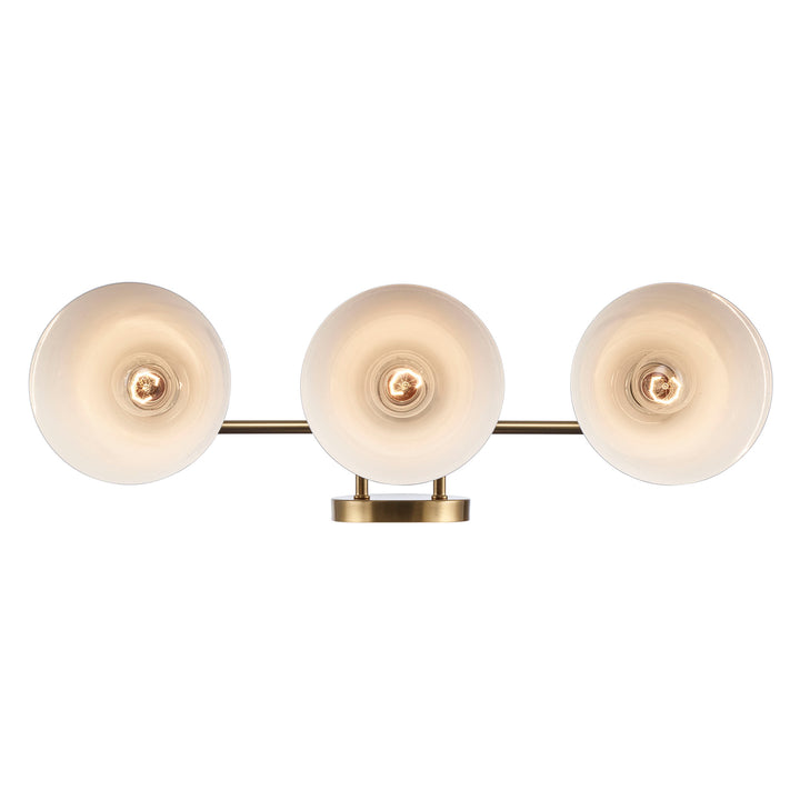 ForgeLume 3 - Light Dimmable Vanity Light Metal Shades- Antique Gold / White,Interior Wall Sconces & Vanity