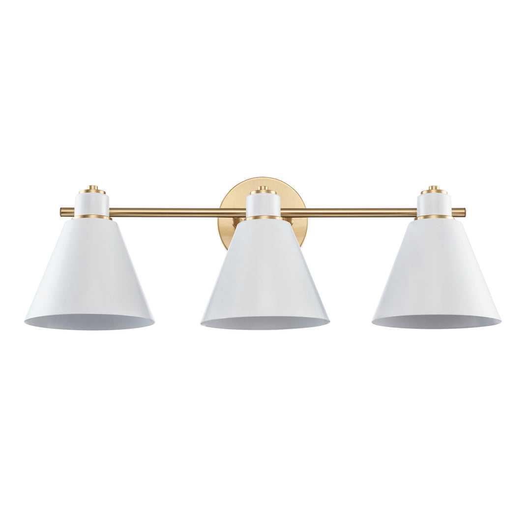 ForgeLume 3 - Light Dimmable Vanity Light Metal Shades- Antique Gold / White,Interior Wall Sconces & Vanity