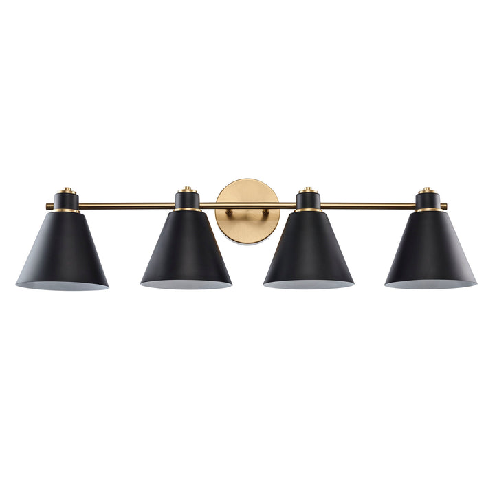 ForgeLume 4 - Light Dimmable Vanity Light Metal Shades -Antique Gold / Black,Interior Wall Sconces & Vanity