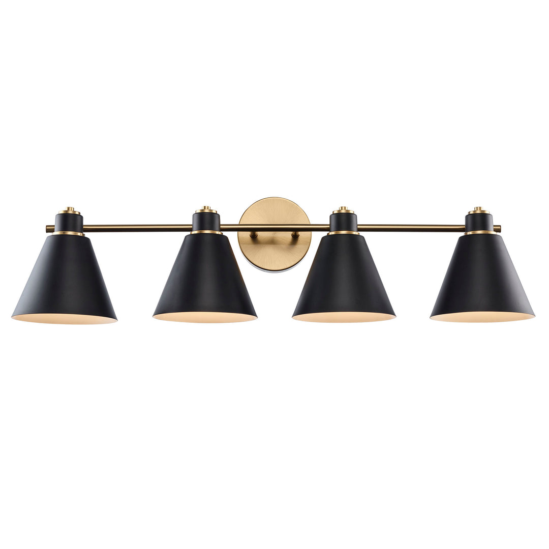 ForgeLume 4 - Light Dimmable Vanity Light Metal Shades -Antique Gold / Black,Interior Wall Sconces & Vanity