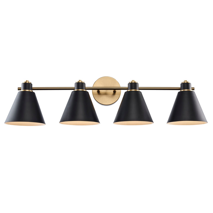 ForgeLume 4 - Light Dimmable Vanity Light Metal Shades -Antique Gold / Black,Interior Wall Sconces & Vanity