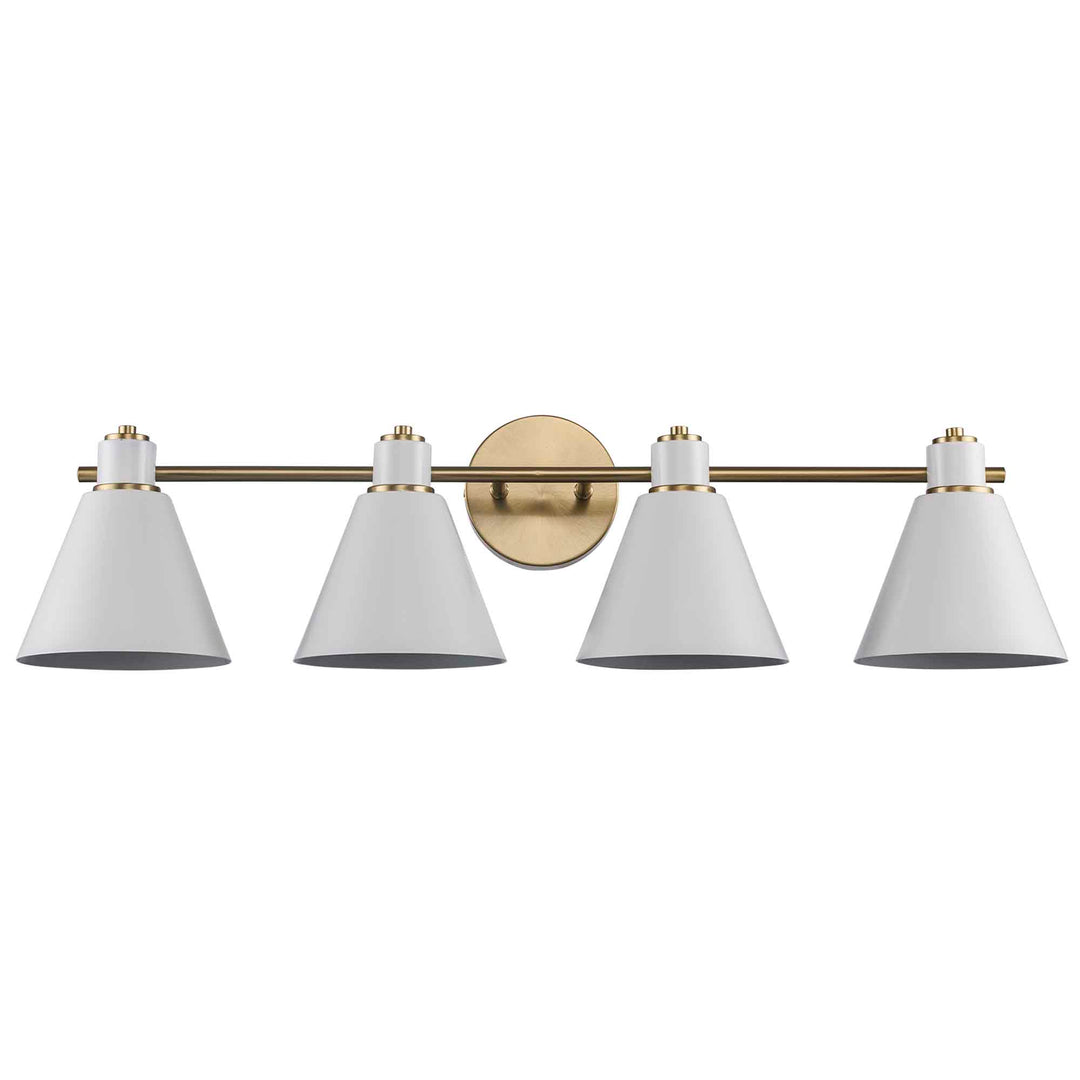 ForgeLume 4 - Light Dimmable Vanity Light Metal Shades - Antique Gold / White,Interior Wall Sconces & Vanity