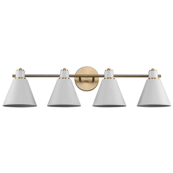 ForgeLume 4 - Light Dimmable Vanity Light Metal Shades - Antique Gold / White,Interior Wall Sconces & Vanity