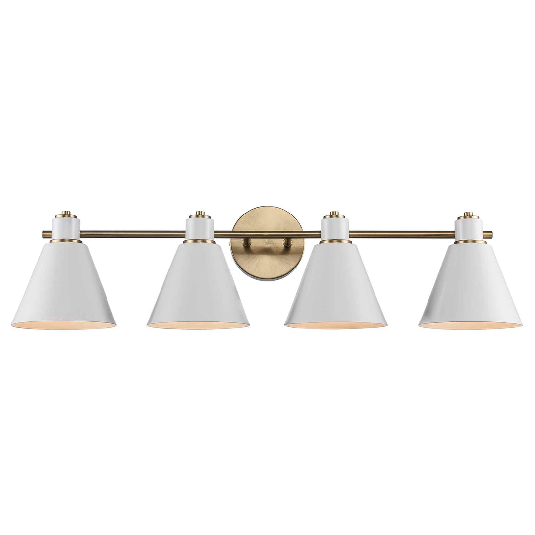 ForgeLume 4 - Light Dimmable Vanity Light Metal Shades - Antique Gold / White,Interior Wall Sconces & Vanity
