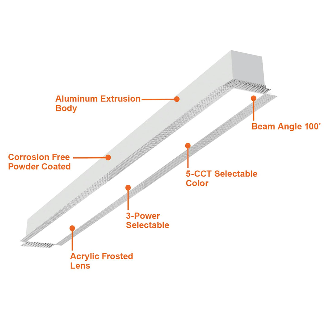 ARCY-LINE: 8' Architectural Linear Downlight T-Bar - White