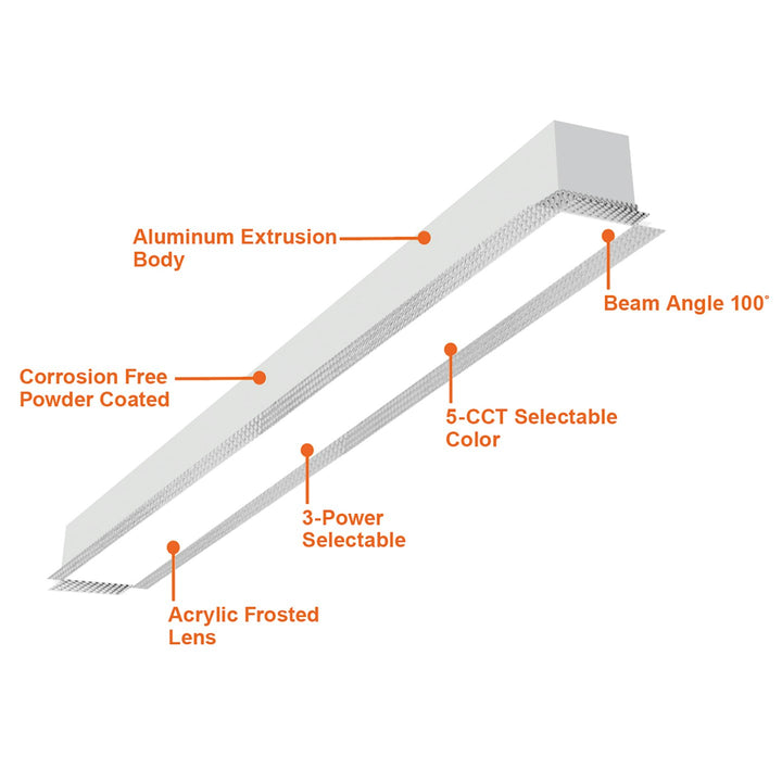 ARCY-LINE: 8' Architectural Linear Downlight T-Bar - White