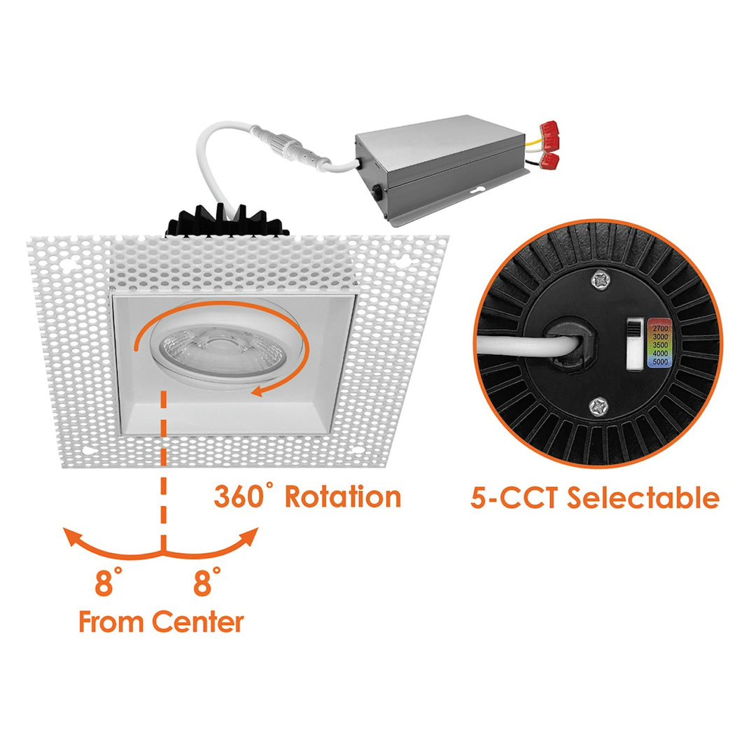 4" Multiple: Trimless Single Head 5-CCT Selectable 15W - White