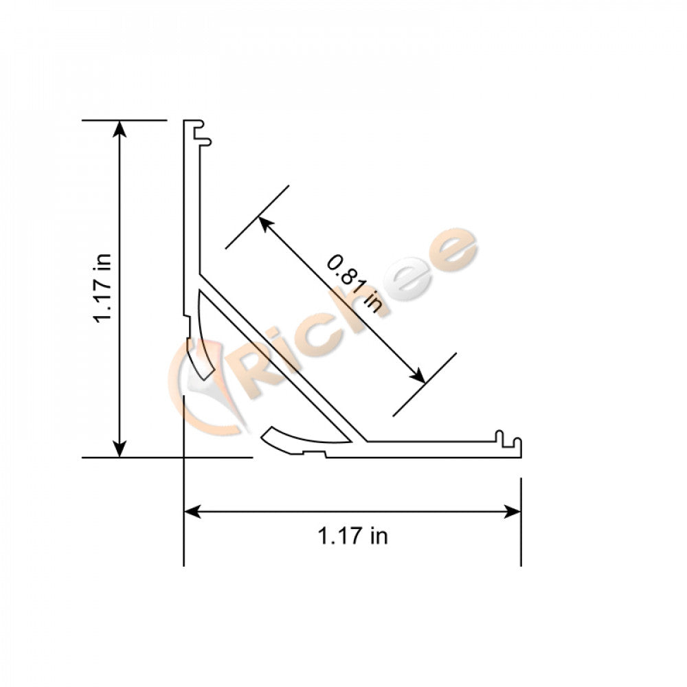 Richee Lighting - 1-3/16" Big Full Cover Angled Led Aluminum Channel Product Name