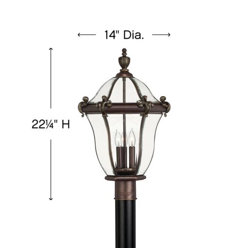 San Clemente 2441CB - Large Post Top or Pier Mount Lantern - Bronze