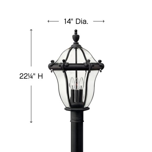 San Clemente 2441MB - Large Post Top or Pier Mount Lantern - Black