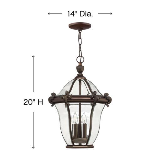 San Clemente 2442CB - Large Hanging Lantern - Bronze