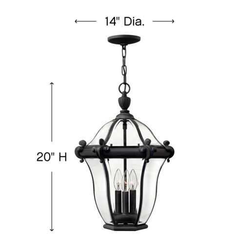 San Clemente 2442MB - Large Hanging Lantern - Black