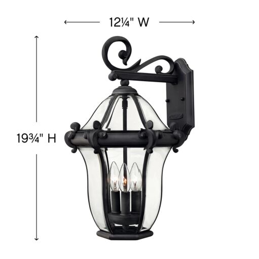 San Clemente 2444MB - Medium Wall Mount Lantern - Black