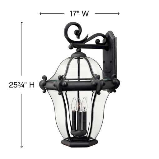 San Clemente 2446MB Extra Large Wall Mount Lantern - Black