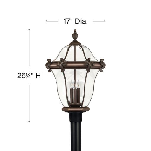 San Clemente 2447CB - Extra Large Post or Pier Mount Lantern - Copper