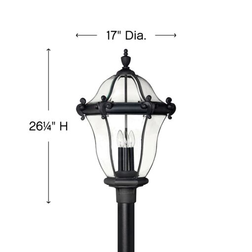 San Clemente 2447MB - Extra Large Post or Pier Mount Lantern - Black